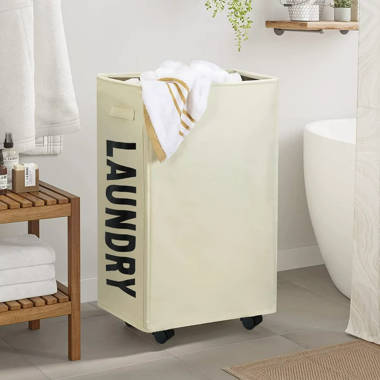 Canvas laundry shop hamper with lid